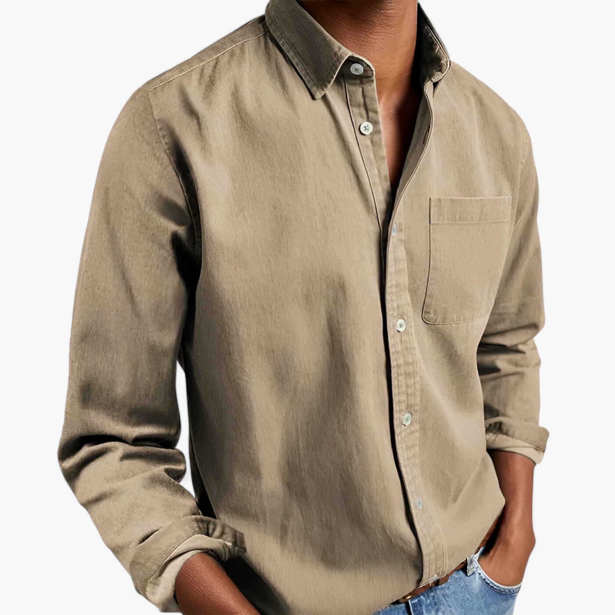 Duurzaam Katoenen Heren Cargo Shirt met Meerdere Zakken, Lange Mouwen