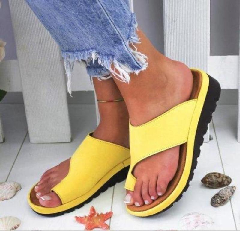 Sandals : Sandalen Dames Zwart - Orthopedische - Ideaal voor Dagelijks Comfort en Ergonomische Ondersteuning in Geel van Pantino