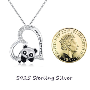 Necklace : Ketting Zilver - Sterling Panda in van Pantino