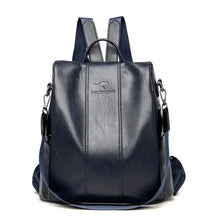 bags : Leren Rugzak Dames - Duurzaam PU-Leer Meerdere Vakken - PU-Leer in marineblauw van Pantino