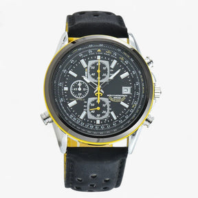 watches : Horloge Blauw (stalen Band) - AeroMaster - Stijlvol en Functioneel Pilotenhorloge in Zwart (leren band) van Pantino