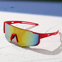 Sport Sunglasses : Sportzonnebrillen voor Heren met Gecoate Lenzen Buitenrijden - Zwart Grijs in Rood Kader Rode Mercurius van Pantino