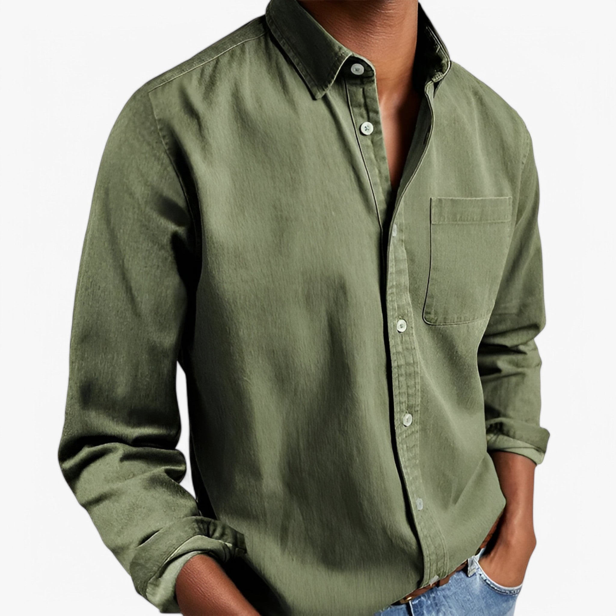 Duurzaam Katoenen Heren Cargo Shirt met Meerdere Zakken, Lange Mouwen