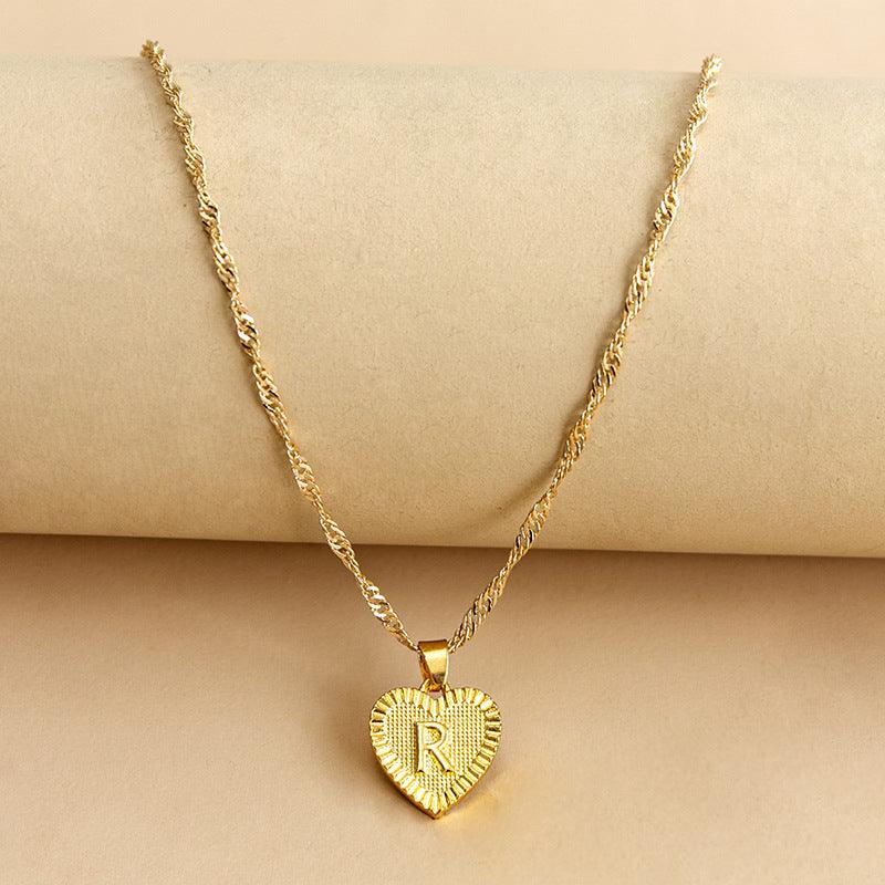 Necklace : Initiaal Hart Hanger in Gold R van Pantino