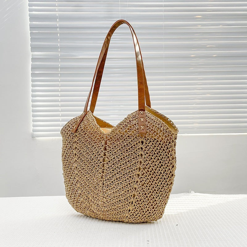 bags : Strand Hol Gevlochten Monofilament Tas - Khaki in Khaki van Pantino