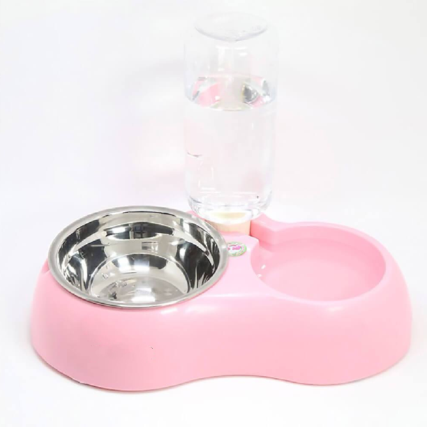 pets : 3-in-1 Voerbak Hond Kat - Duurzaam Praktisch Design - RVS in Roze van Pantino