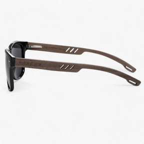 Sunglasses : Barcur, Klassieke Coole Houten Tempels Zonnebril, UV400 Gepolariseerde Zonnebril - Glanzend Zwart in van Pantino