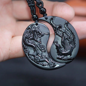 Necklace : Halsketting Zwart - Natuurlijke Obsidiaan in van Pantino