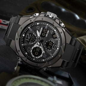 watches : Heren Horloge Zwart Militair - Waterdicht Analoog Polshorloge met Multifunctionele Wijzerplaat in van Pantino