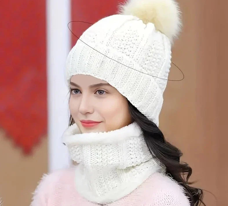 Hat and Scarf Set : Stijlvolle Muts en Sjaal Set Wol - Warm Winter Combi - Wol in Wit van Pantino