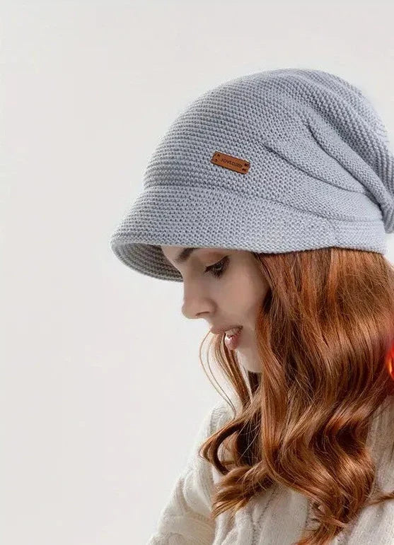 Hat : Modieuze Muts Dames - Fleece Warm Trendy Winter - Fleece in Lichtgrijs van Pantino