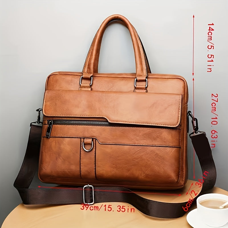 bags : Handtas Heren Zwart - Vintage PU Lederen Zakenaktentas Messenger Bag in van Pantino