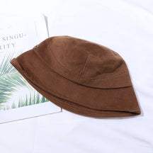 Bucket Hat : Eenvoudig Stiksel Emmer - Beige in Bruin van Pantino