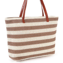 bags : Strandtas Zwarte Strepen - Populaire Stro in Beige Strepen van Pantino