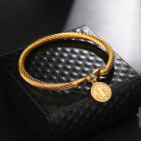 Bracelet : Bedelarmband Heilige Benedictus Goudkleurig - Religieuze Heren/Dames Armband in van Pantino