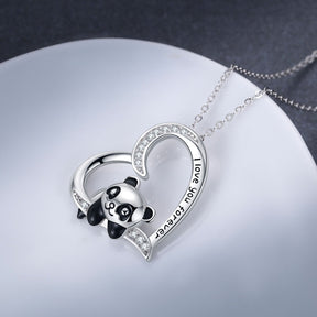 Necklace : Ketting Zilver - Sterling Panda in van Pantino