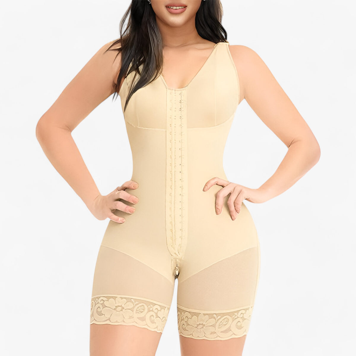 Bodysuit : Bodysuit Zwart - Slank Korset in Huidskleur van Pantino