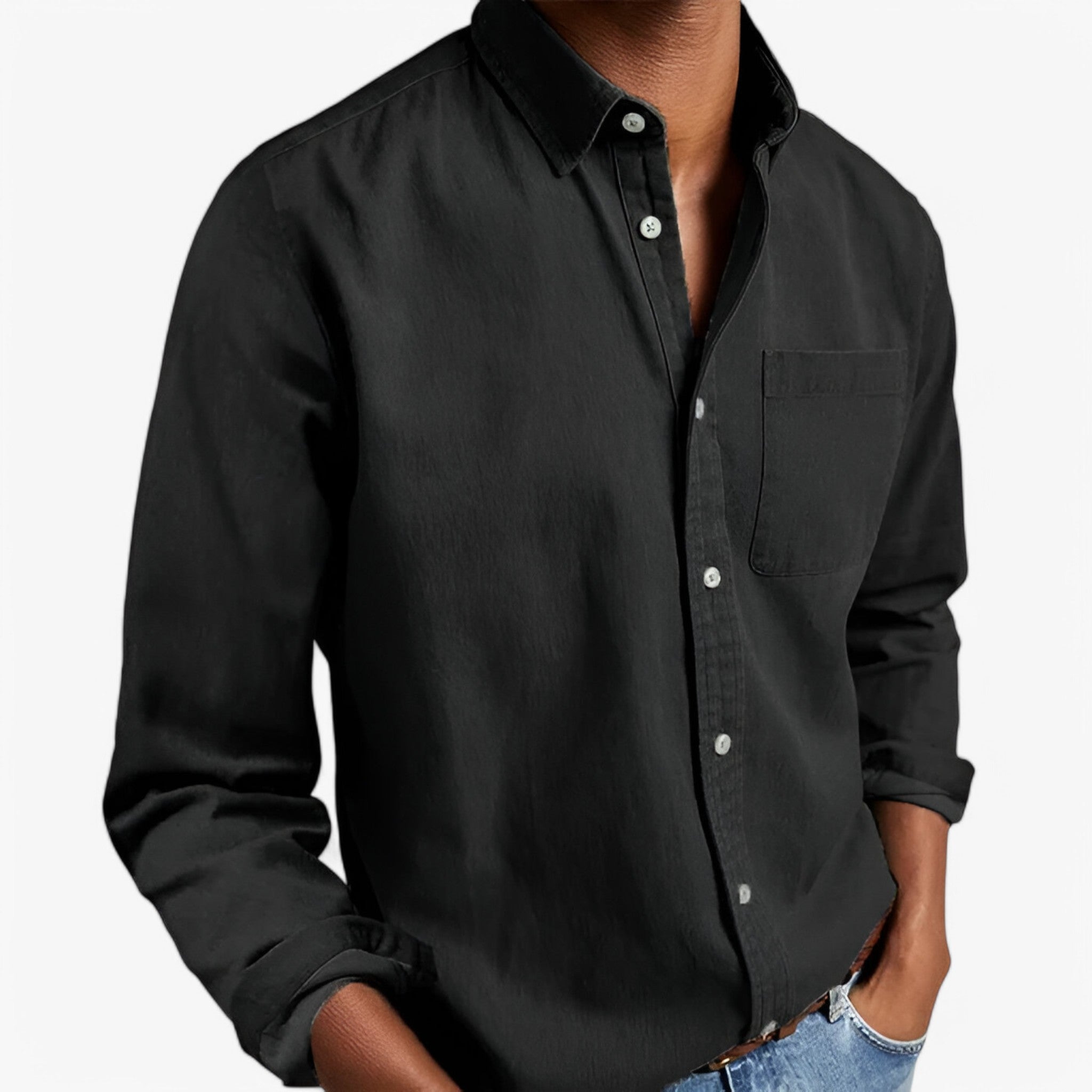 Duurzaam Katoenen Heren Cargo Shirt met Meerdere Zakken, Lange Mouwen
