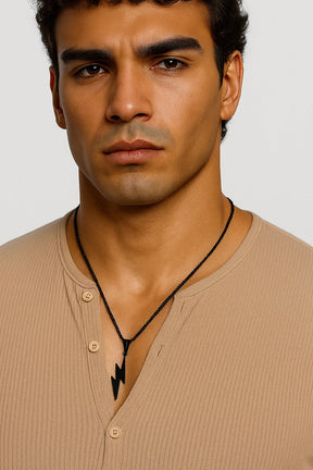 Necklace : Blitz Collier in Titanisch Staal - Elegant en Modern Sieraad voor Heren - Zilver in Zwart 55 van Pantino