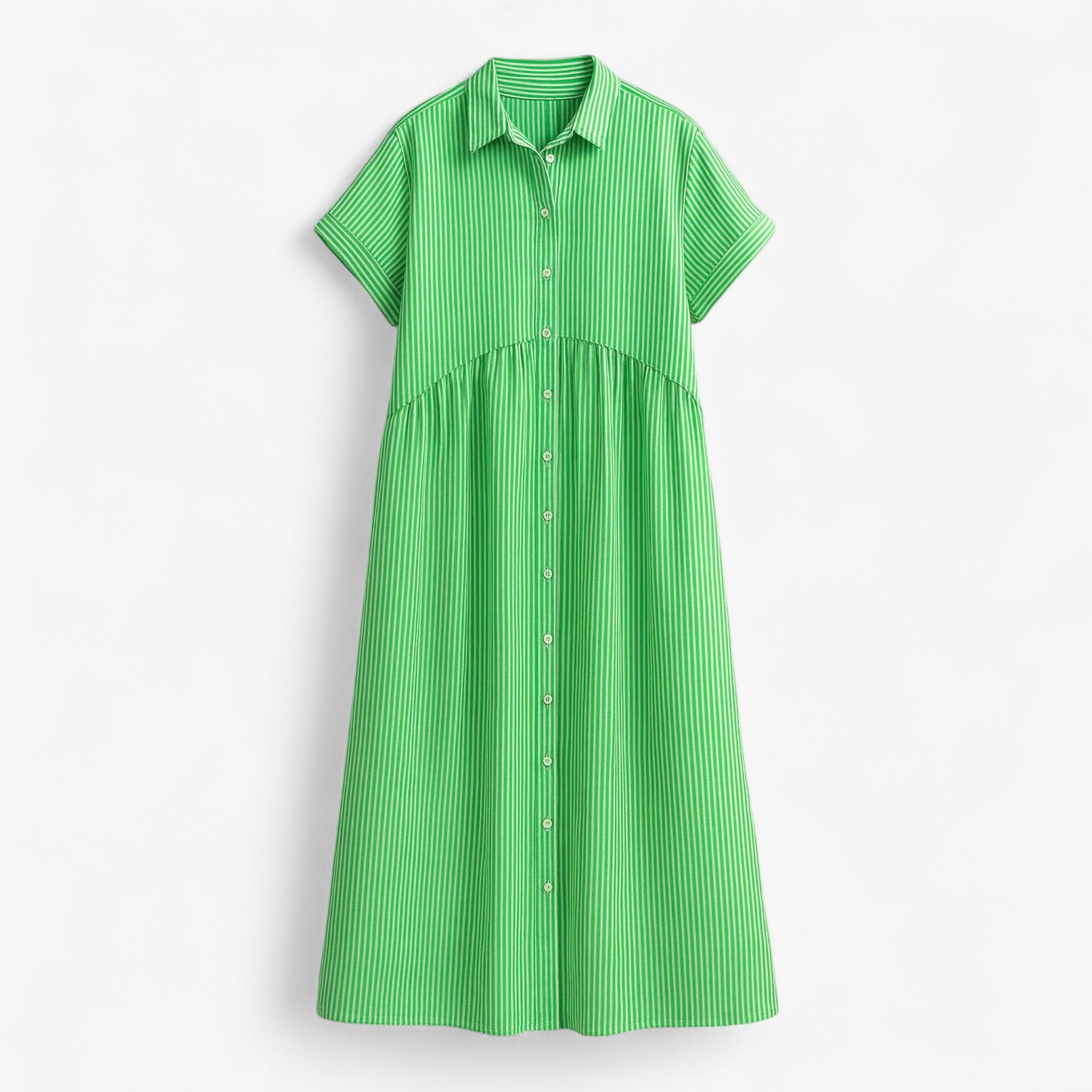 Dress : Let og Løs Dames Zomerjurk - Blauw, Comfortabel & Luchtig in Groen van Pantino