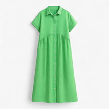 Dresses : Leggera e Leggera Dames Zomerjurk – Comfort in Scandinavisch Design in Groen van Pantino