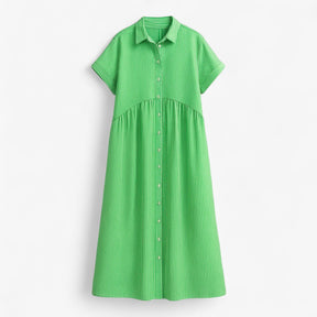 Dresses : Leggera e Leggera Dames Zomerjurk – Comfort in Scandinavisch Design in Groen van Pantino