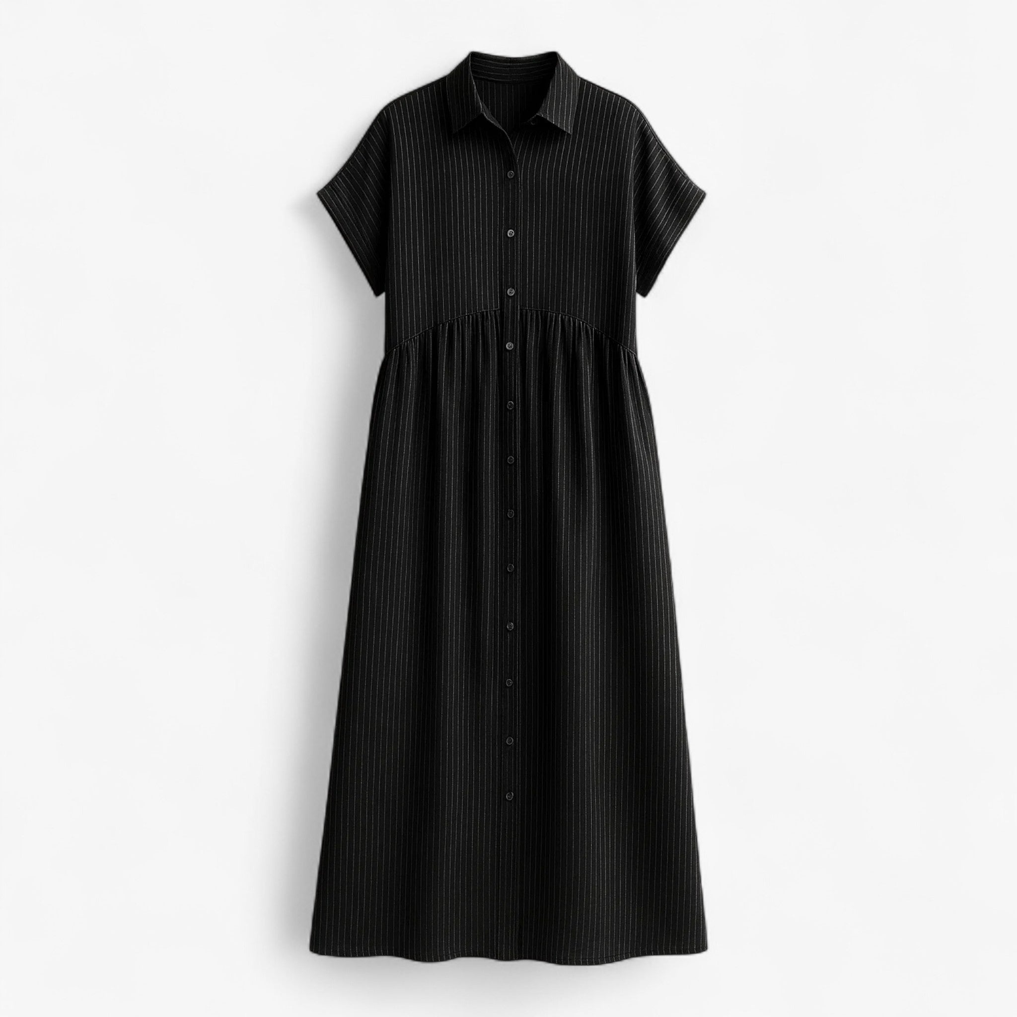 Dress : Let og Løs Dames Zomerjurk - Blauw, Comfortabel & Luchtig in Zwart van Pantino