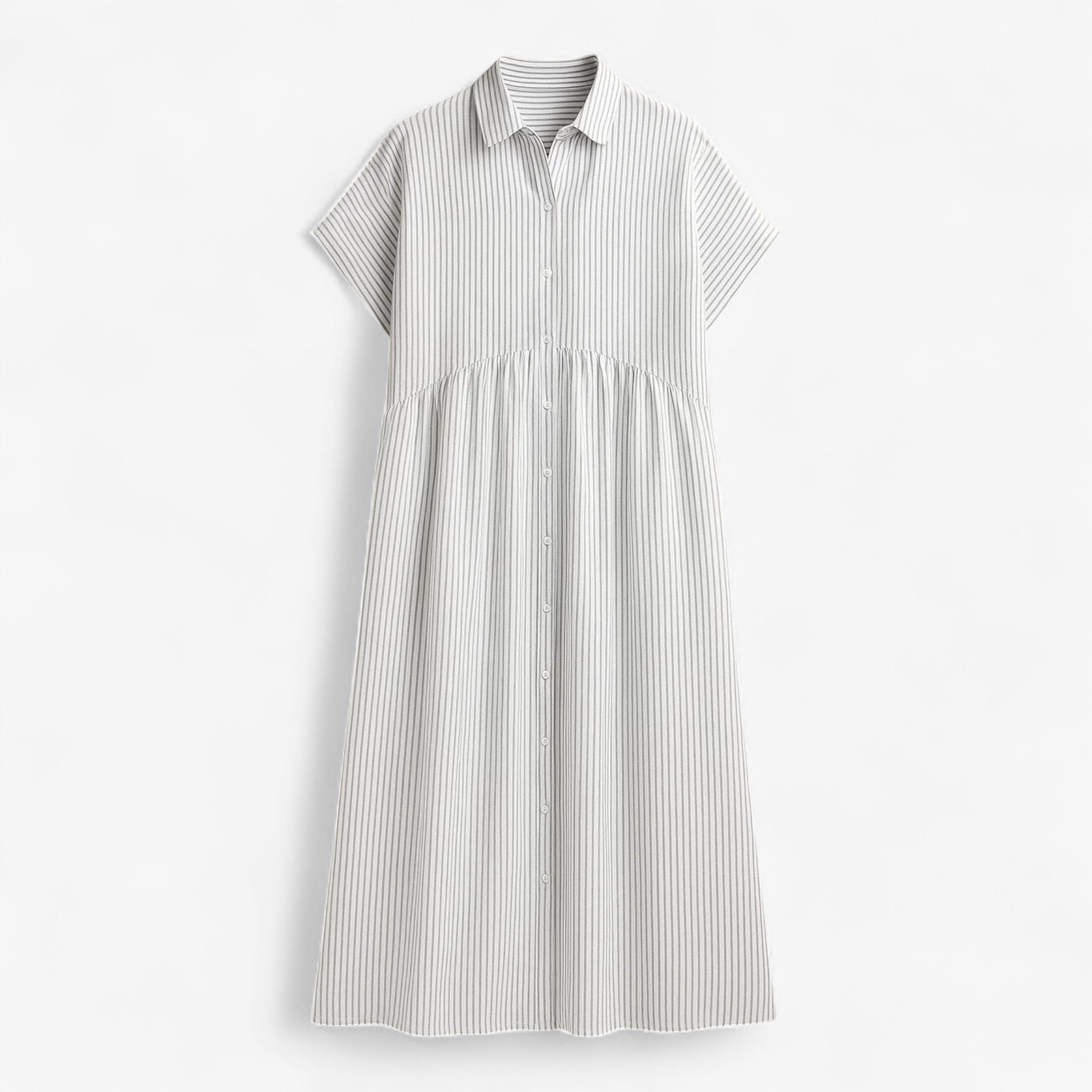 Dress : Let og Løs Dames Zomerjurk - Blauw, Comfortabel & Luchtig in Wit van Pantino