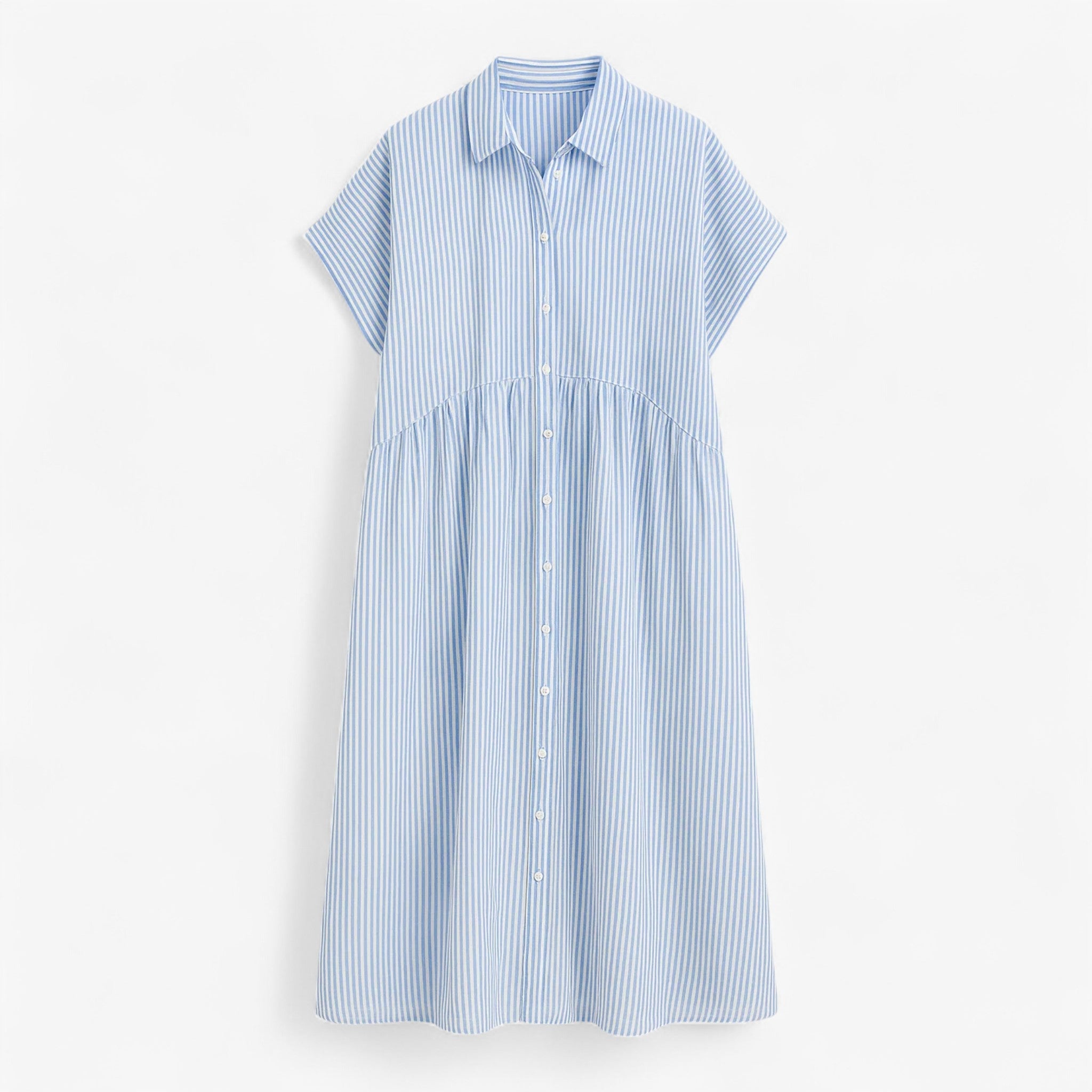 Dress : Let og Løs Dames Zomerjurk - Blauw, Comfortabel & Luchtig in Blauw van Pantino