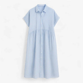 Dresses : Leggera e Leggera Dames Zomerjurk – Comfort in Scandinavisch Design in Blauw van Pantino