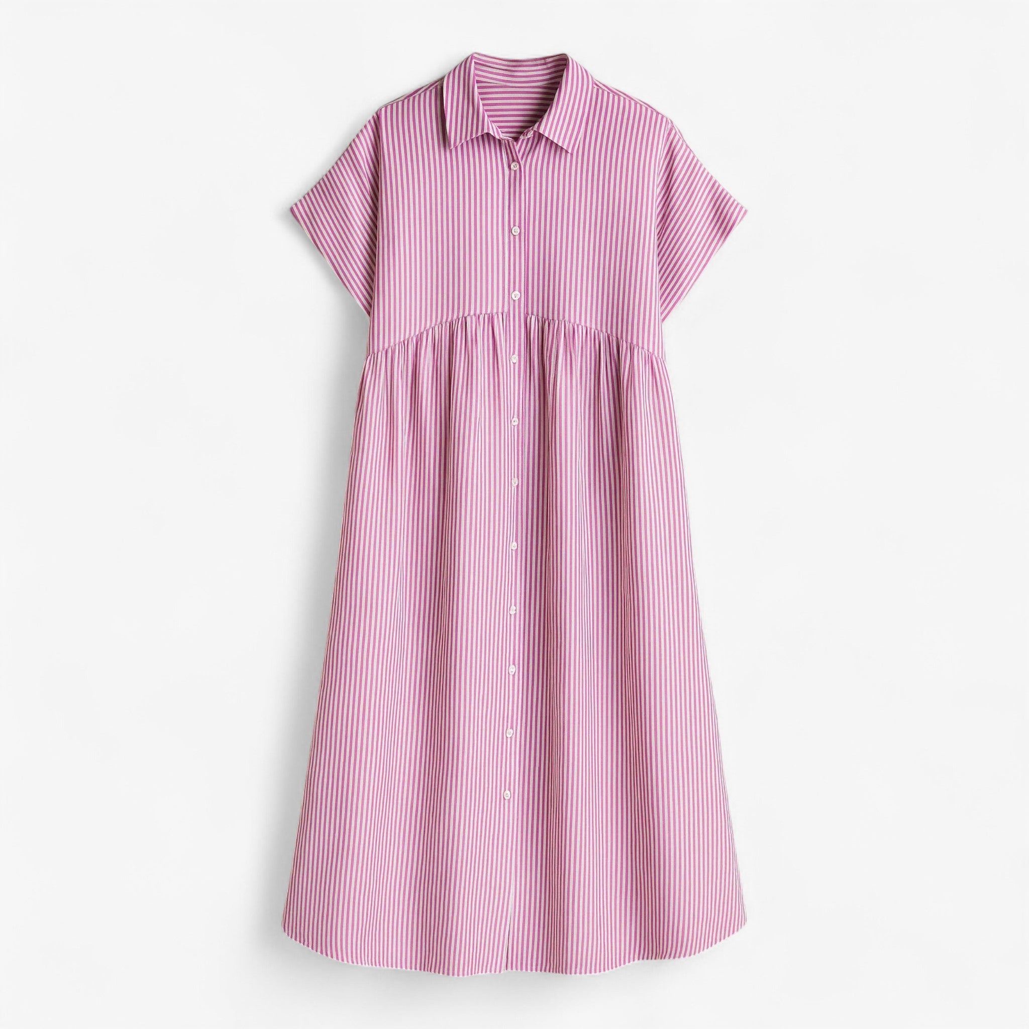 Dress : Let og Løs Dames Zomerjurk - Blauw, Comfortabel & Luchtig in Roze van Pantino