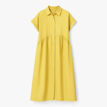 Dresses : Leggera e Leggera Dames Zomerjurk – Comfort in Scandinavisch Design in Geel van Pantino