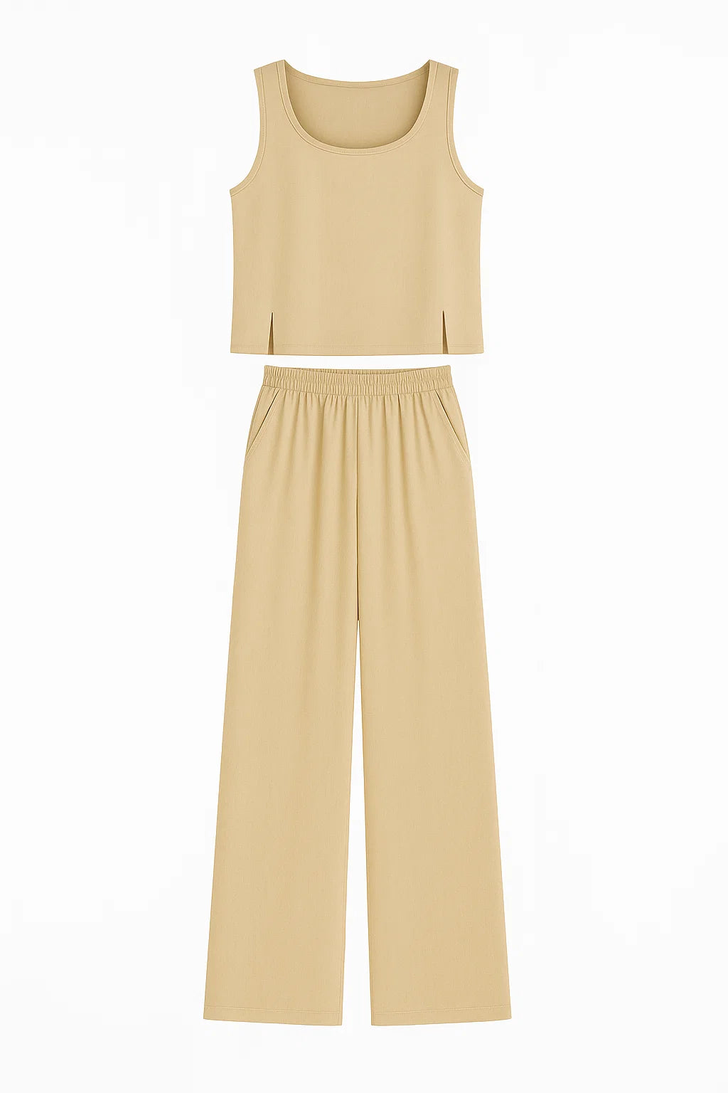 Women Set : Vrouwen Boho Twee Delige Set - Khaki in Khaki van Pantino
