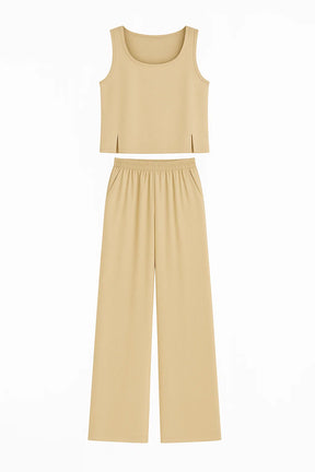 Women Set : Vrouwen Boho Twee Delige Set - Khaki in Khaki van Pantino