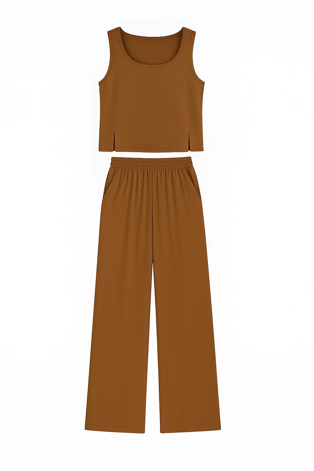 Women Set : Vrouwen Boho Twee Delige Set - Khaki in Bruin van Pantino