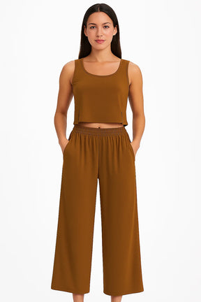 Women Set : Vrouwen Boho Twee Delige Set - Khaki in van Pantino