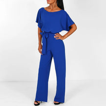 dresses : Combinaison Femme Fluide Élégante Ceinturée Large Parfaite in Bleu van Pantino