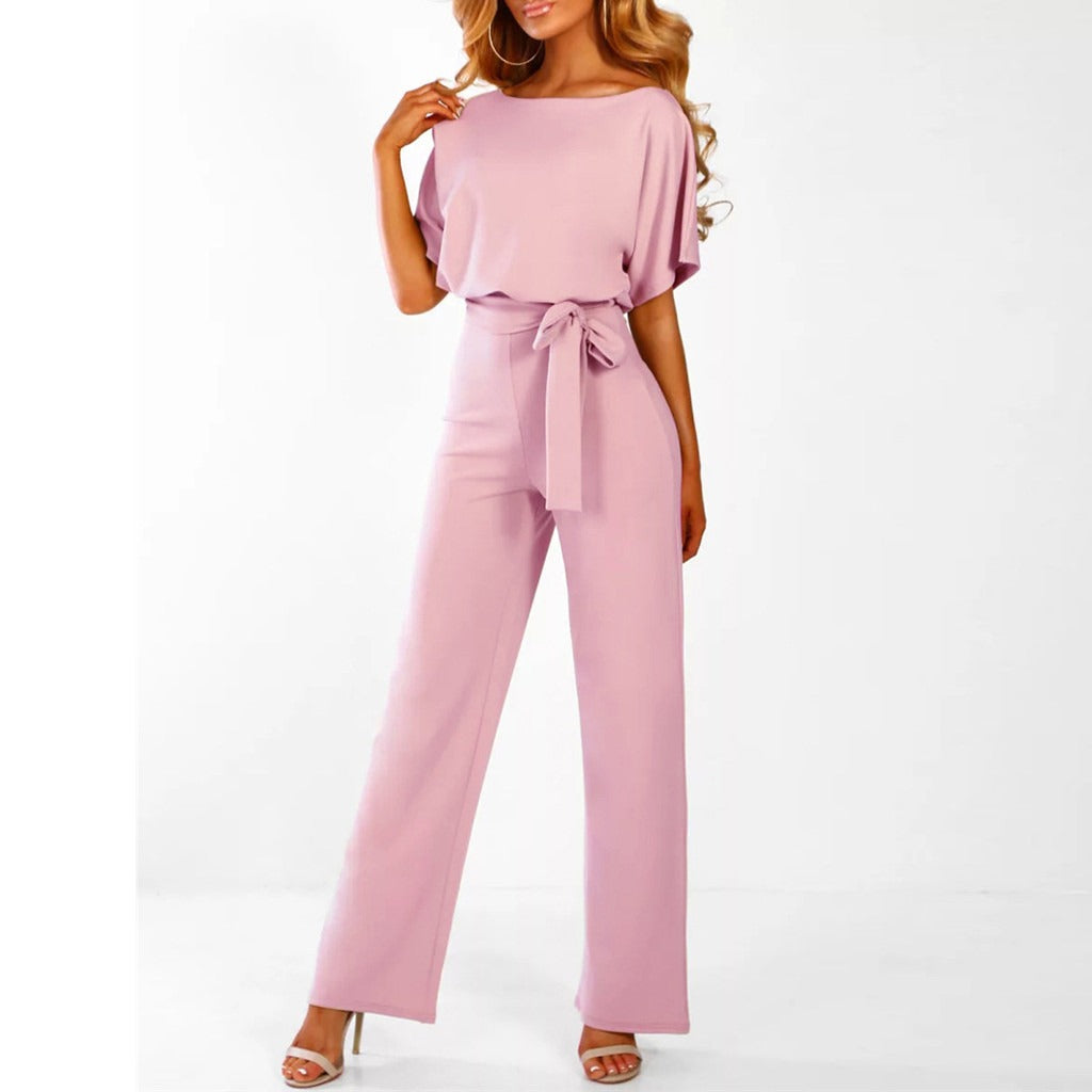 dresses : Combinaison Femme Fluide Élégante Ceinturée Large Parfaite in Rose van Pantino