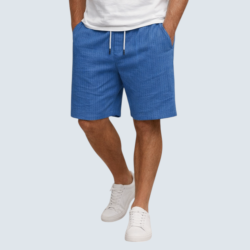 Heren shorts : Heren Linnen Shorts Ademend - Relaxte Zomerstijl in Blauw van Pantinoshop