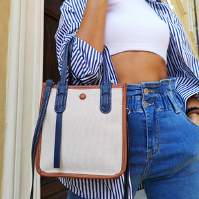 bags : Tote Bag Dames Blauw - Mini Classy - Kleine Handige Tas voor in van Pantino