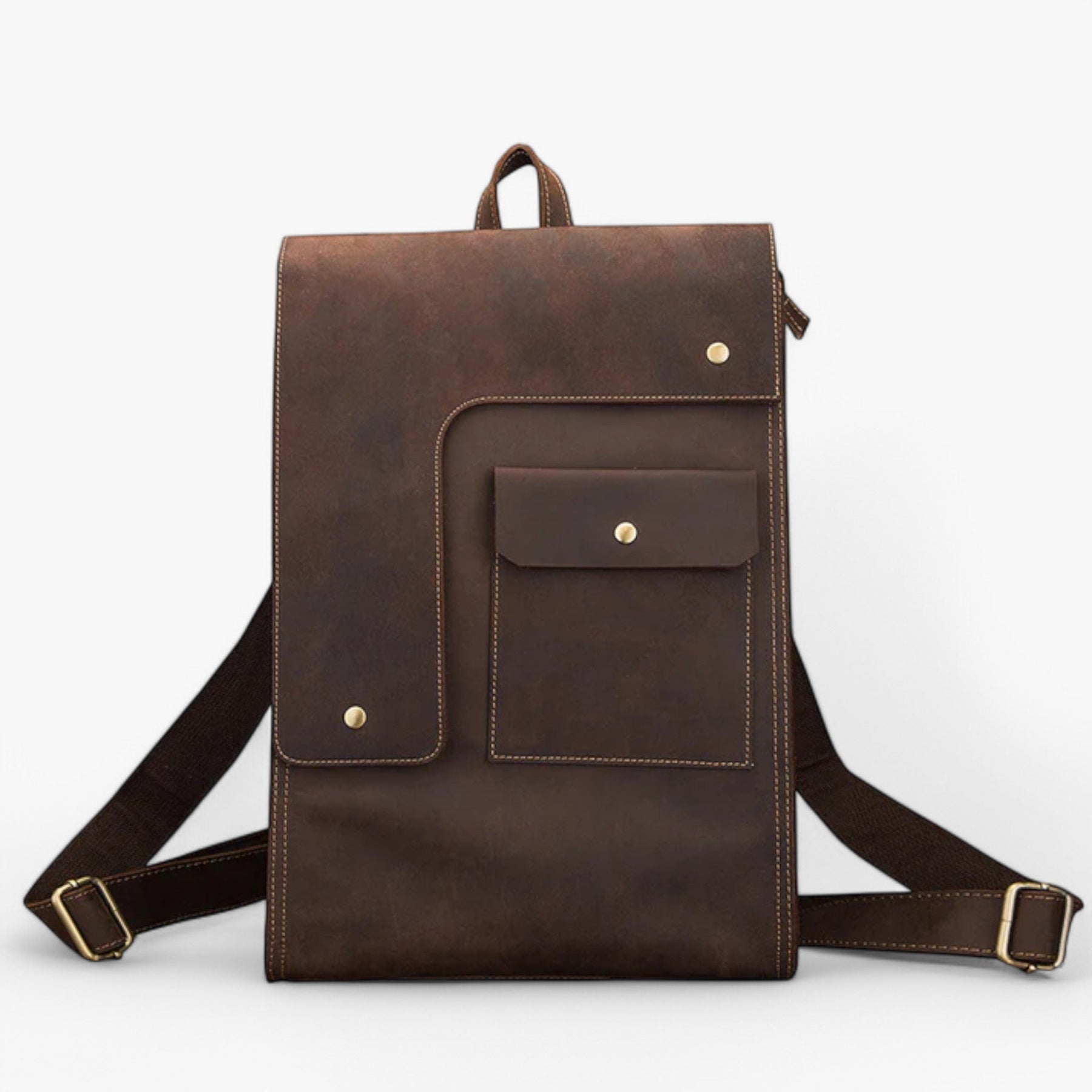 bags : Rugzak Donker Bruin - Luxe Leren in Donker bruin van Pantino