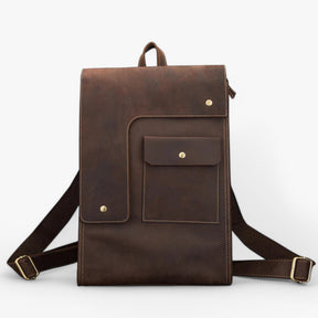 bags : Rugzak Donker Bruin - Luxe Leren in Donker bruin van Pantino