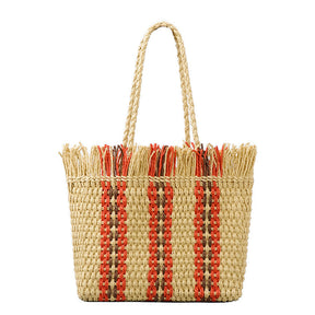 bags : Handgeweven Strandtas met Grote Capaciteit - Khaki in Root van Pantino