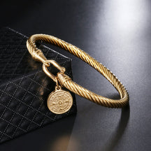 Bracelet : Bedelarmband Heilige Benedictus Goudkleurig - Religieuze Heren/Dames Armband in Gold van Pantino