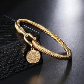 Bracelet : Bedelarmband Heilige Benedictus Goudkleurig - Religieuze Heren/Dames Armband in Gold van Pantinoshop