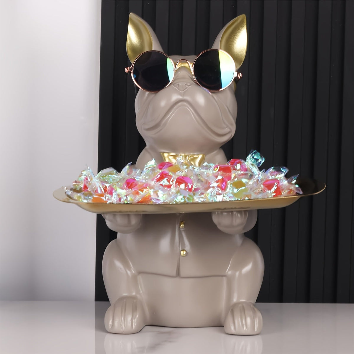 home & garden : Multifunctionele Bulldog Opbergstandbeeld - Marineblauw Zittend in van Pantino