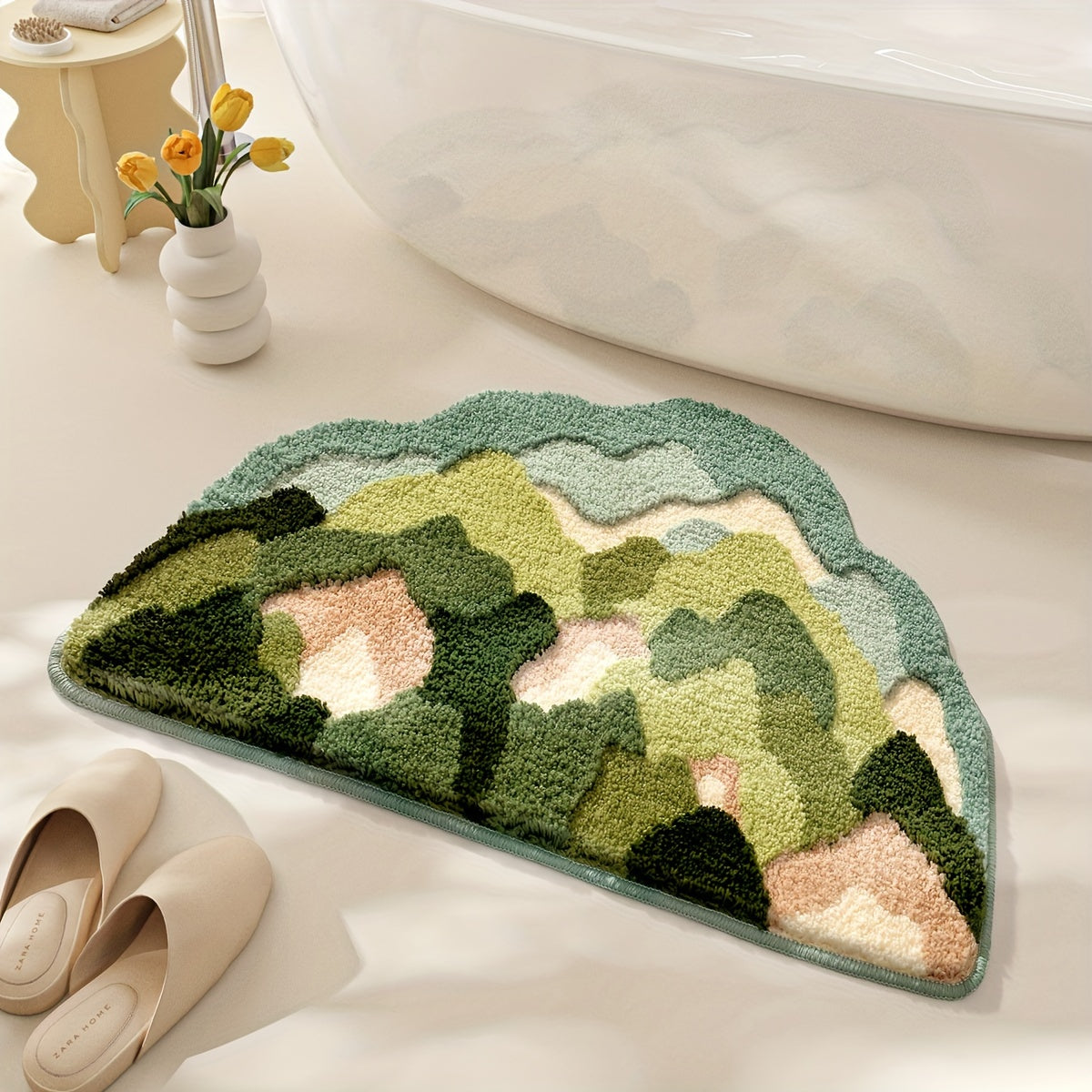 home & garden : Badmat met Bloemenmotief, Extra Zacht en Absorberend in 45x70CM Woud van Pantino