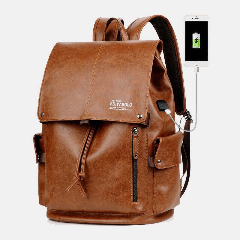 bags : Rugzak Heren Zwart - Waterdichte Herenrugzak met Opladen Via USB - Geschikt voor een Laptop van 13,3 Inch in Brown van Pantino
