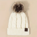Casual Pompom Muts Wit - Stijlvol Warm Winter - Acryl