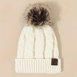 Casual Pompon Mütze Weiß - Stilvoll Warm Winter - Acryl